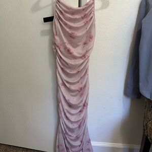 SHEIN Pink Ruched Maxi Dress Spaghetti Strap